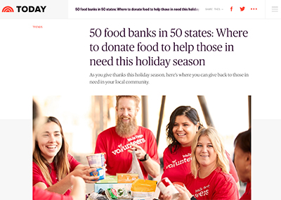 50 food banks in 50 states…Today.comNovember, 2018
