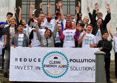 Charlie and Jeremy with student supporters as they lobby in support of Oregon’s Clean Energy Jobs bill.